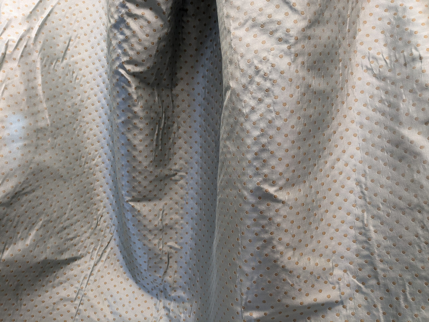 100% Silk Damask Jacquard Polka Dot "coin" French Blue Copper Gold Heavy Reversible