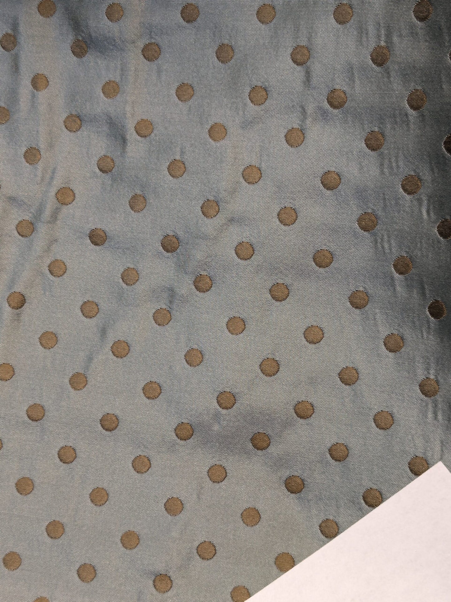 100% Silk Damask Jacquard Polka Dot "coin" French Blue Copper Gold Heavy Reversible