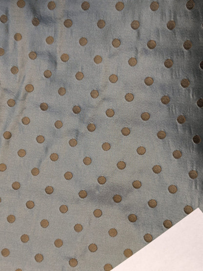100% Silk Damask Jacquard Polka Dot "coin" French Blue Copper Gold Heavy Reversible