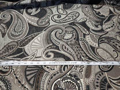 Smashing! Old World Weavers 100% Silk Ottoman Black &amp; White Silver Paisley Heavy