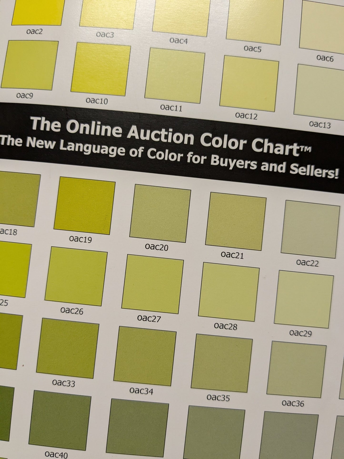 Online Auction color chart