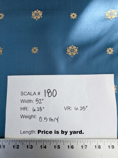 By yard Scalamandre Old World Weavers Classic Antique Sunflower Renaissance Damask Venetian Blue Gold White House