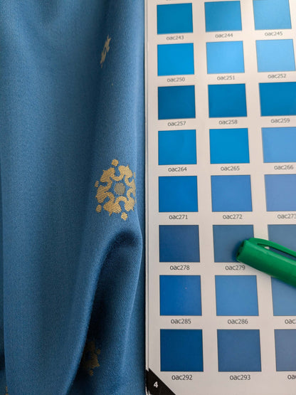 By yard Scalamandre Old World Weavers Classic Antique Sunflower Renaissance Damask Venetian Blue Gold White House