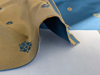 By yard Scalamandre Old World Weavers Classic Antique Sunflower Renaissance Damask Venetian Blue Gold White House