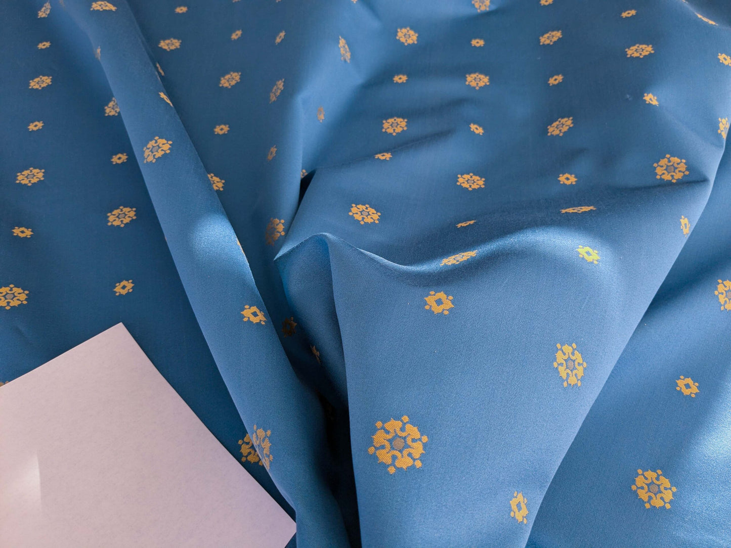 By yard Scalamandre Old World Weavers Classic Antique Sunflower Renaissance Damask Venetian Blue Gold White House