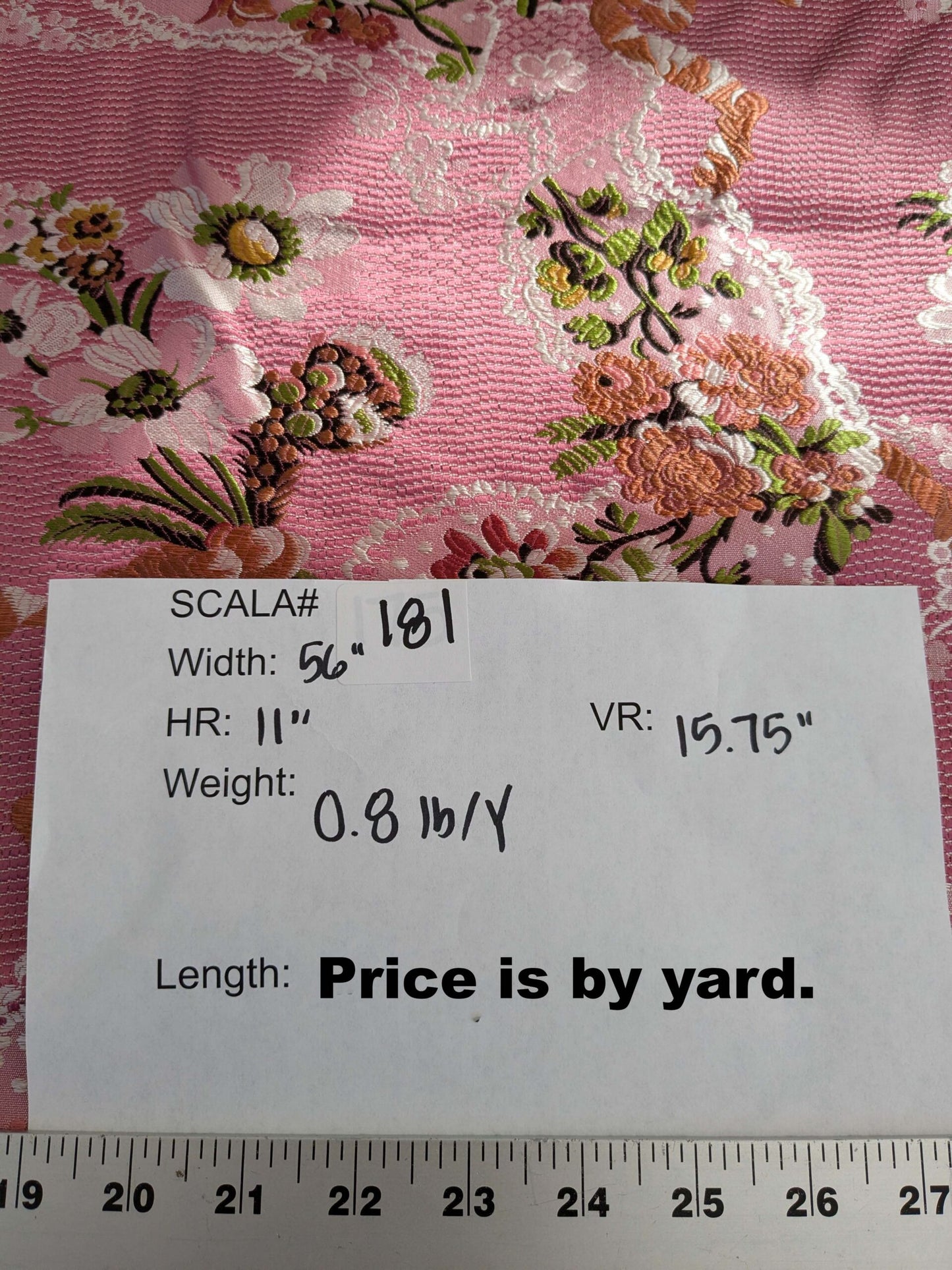 by yard Scalamandre Old World Weavers Avvoltoio Multi on Fuschia Historic Flora Pink Silk Lampas MSRP USD 1156/Y