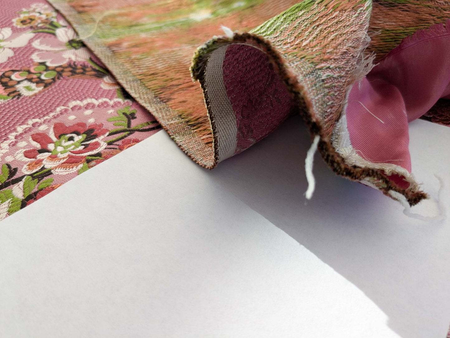 by yard Scalamandre Old World Weavers Avvoltoio Multi on Fuschia Historic Flora Pink Silk Lampas MSRP USD 1156/Y