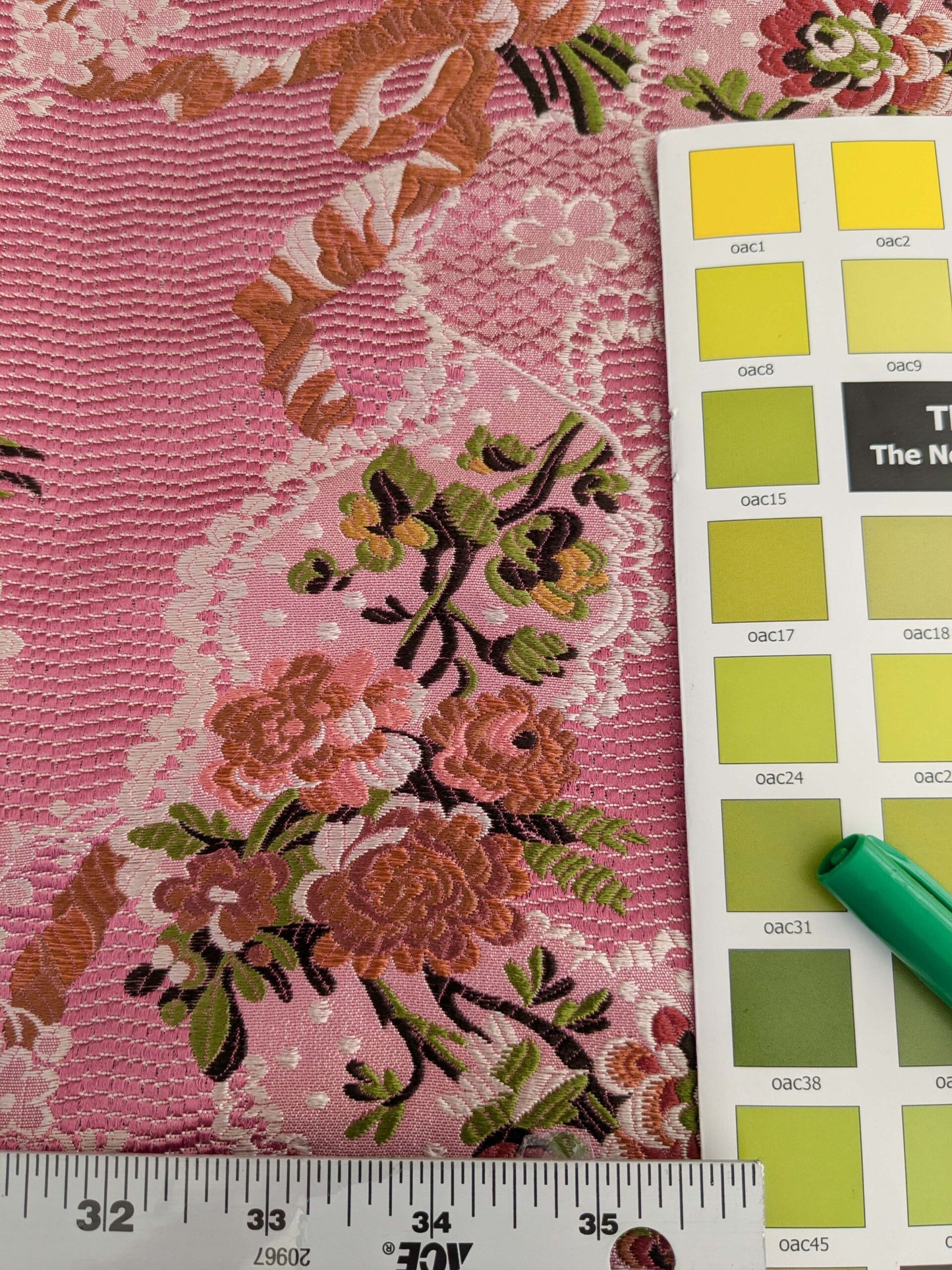 by yard Scalamandre Old World Weavers Avvoltoio Multi on Fuschia Historic Flora Pink Silk Lampas MSRP USD 1156/Y