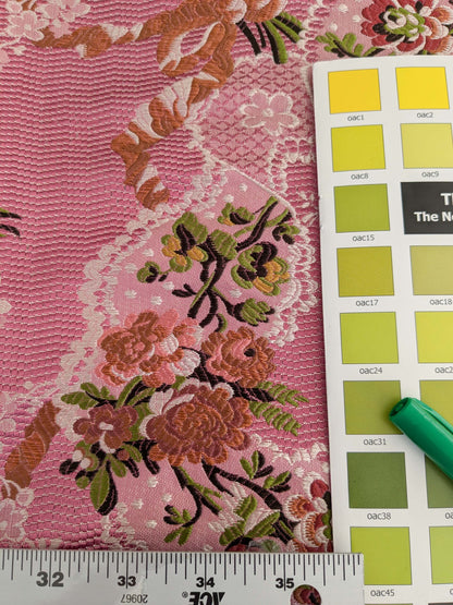 by yard Scalamandre Old World Weavers Avvoltoio Multi on Fuschia Historic Flora Pink Silk Lampas MSRP USD 1156/Y