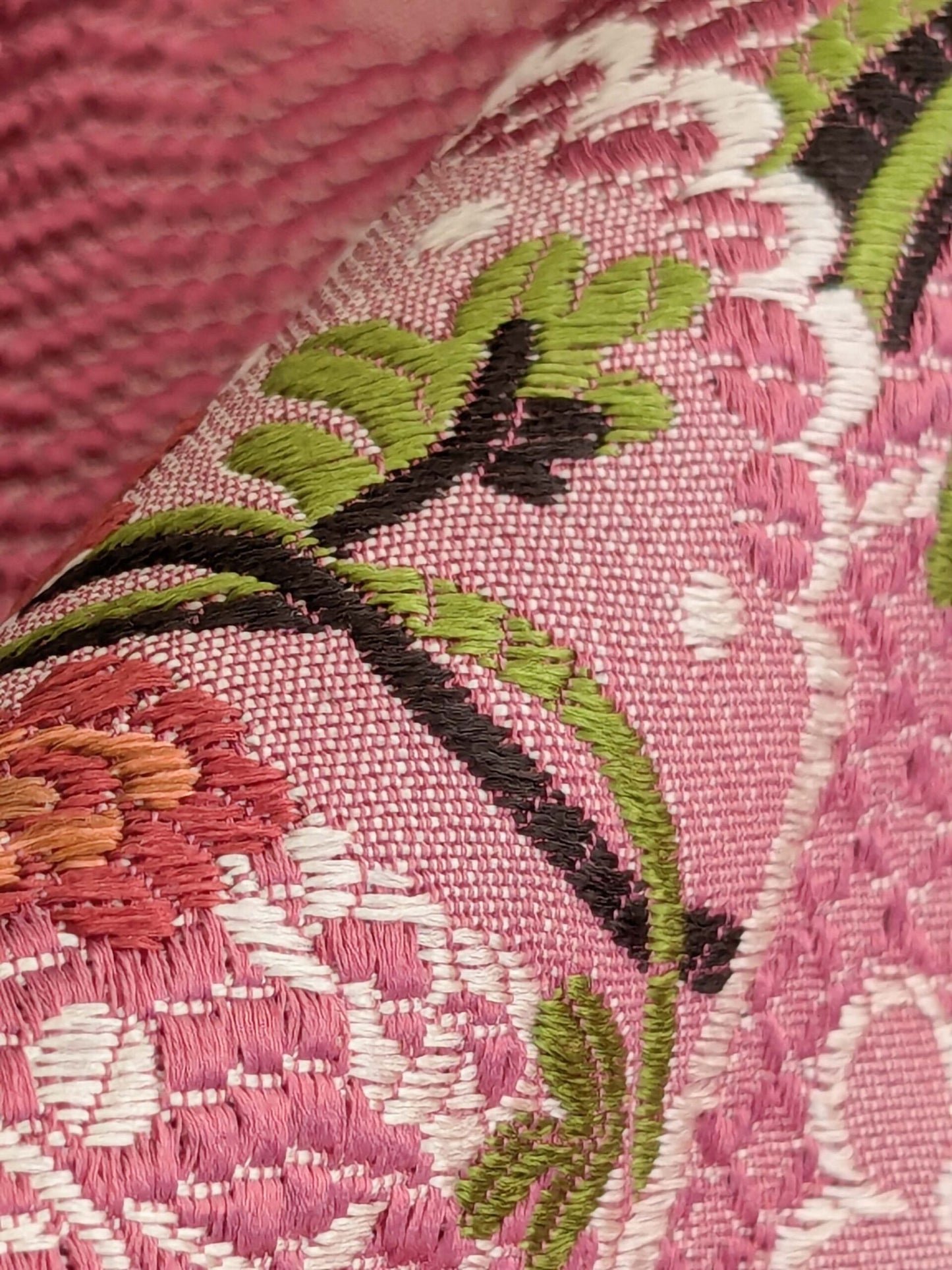 by yard Scalamandre Old World Weavers Avvoltoio Multi on Fuschia Historic Flora Pink Silk Lampas MSRP USD 1156/Y