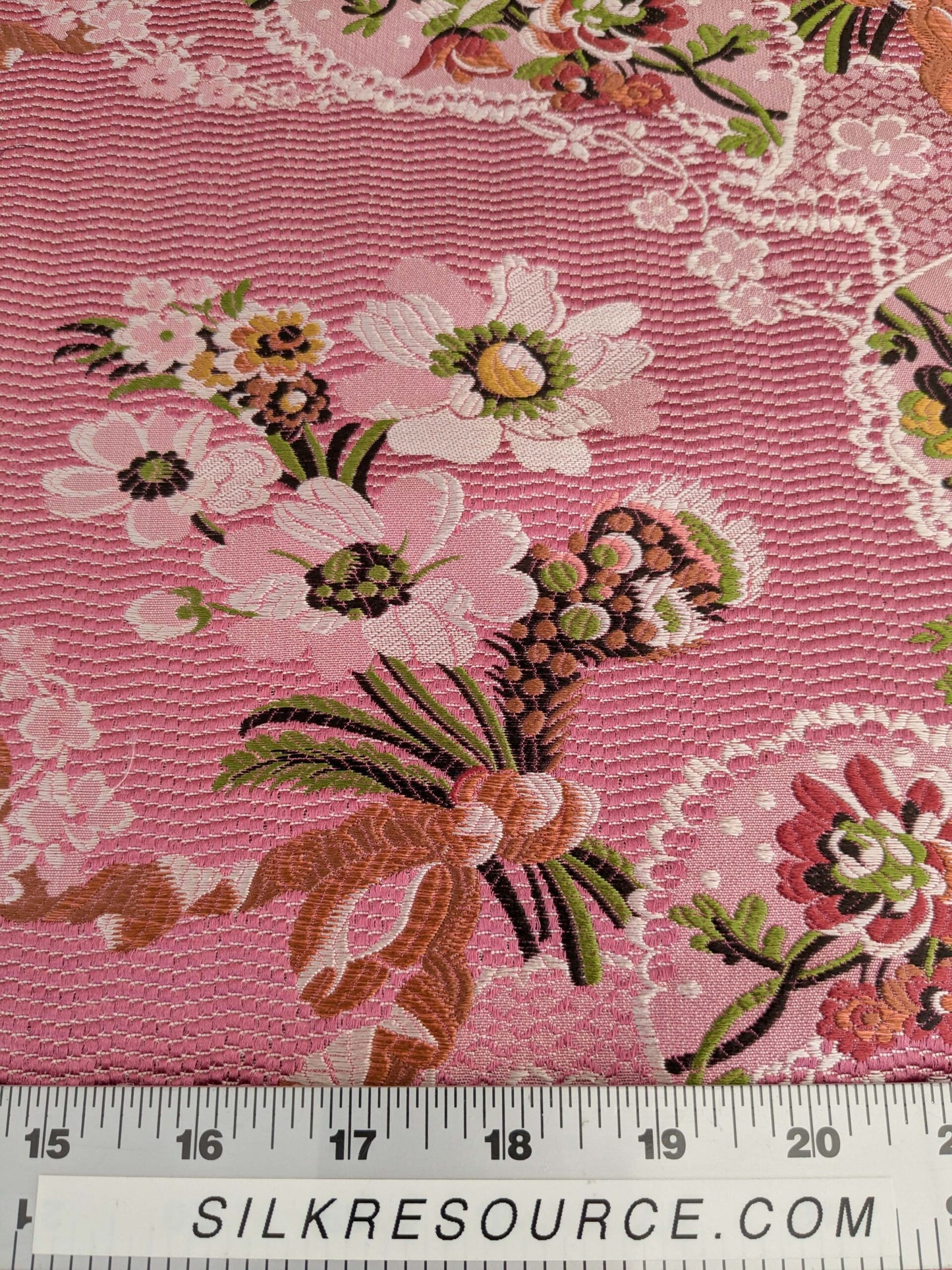 by yard Scalamandre Old World Weavers Avvoltoio Multi on Fuschia Historic Flora Pink Silk Lampas MSRP USD 1156/Y