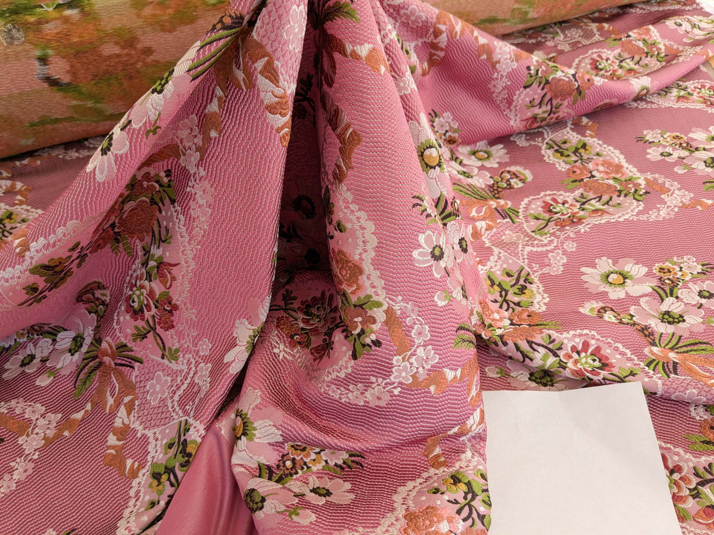 by yard Scalamandre Old World Weavers Avvoltoio Multi on Fuschia Historic Flora Pink Silk Lampas MSRP USD 1156/Y