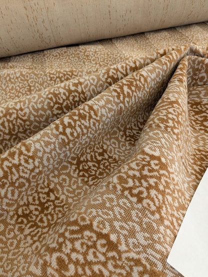 by yard Scalamandre Corbet Oatmeal Light Brown Ivory Animal Skin Velvet Cotton SC 0001 26423 MSRP USD 688/Y