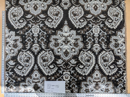 by yard Scalamandre Oushak Linen Velvet Smoke Black White Damask Art Deco MSRP US638/Y  SC 0003 27171
