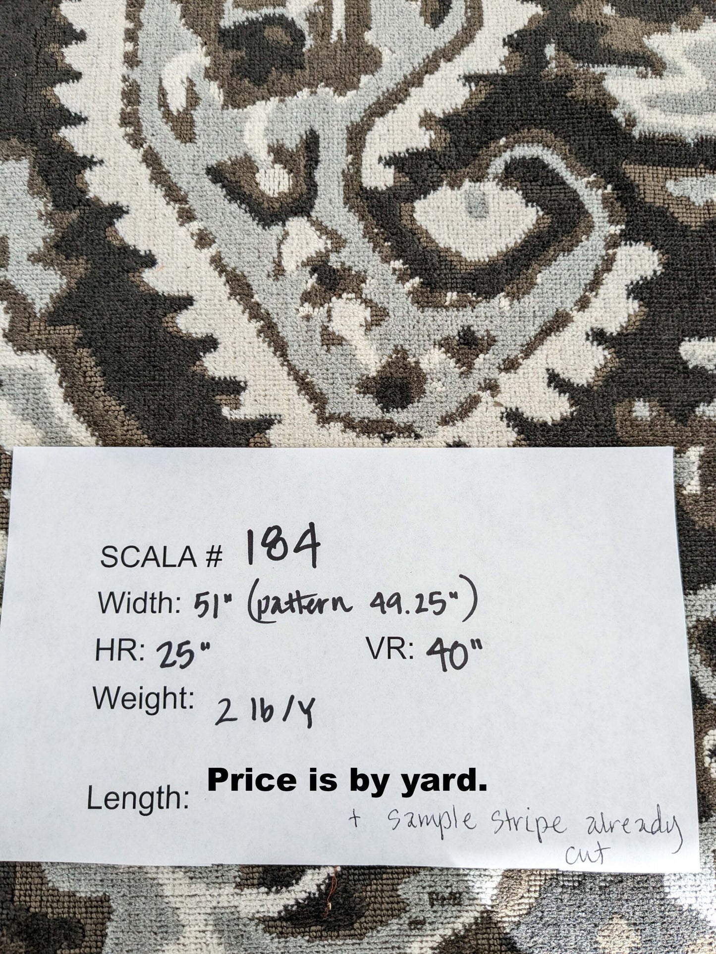 by yard Scalamandre Oushak Linen Velvet Smoke Black White Damask Art Deco MSRP US638/Y  SC 0003 27171