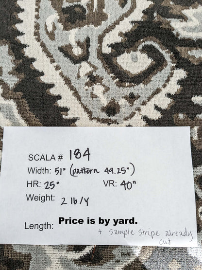 by yard Scalamandre Oushak Linen Velvet Smoke Black White Damask Art Deco MSRP US638/Y  SC 0003 27171