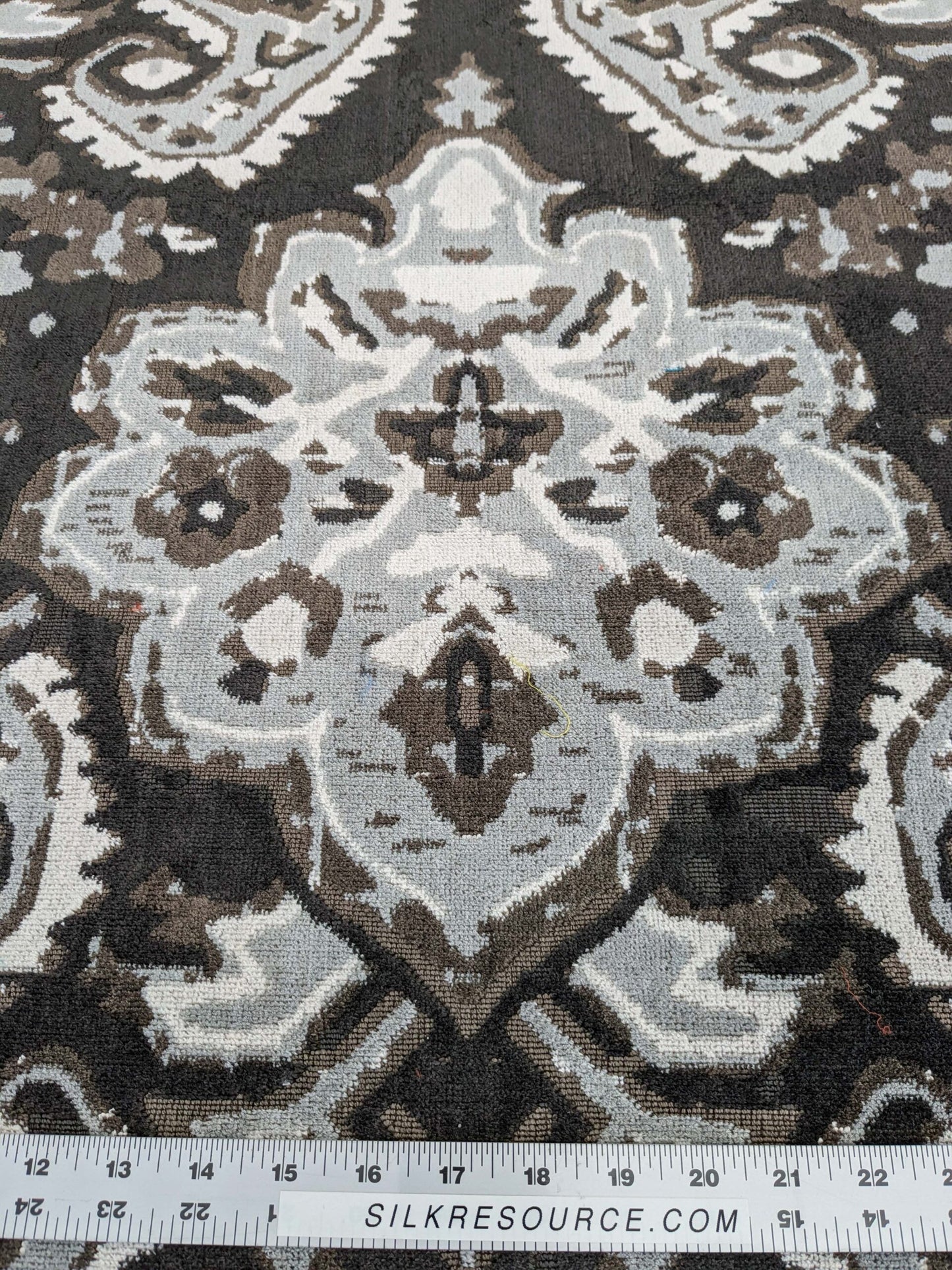 by yard Scalamandre Oushak Linen Velvet Smoke Black White Damask Art Deco MSRP US638/Y  SC 0003 27171