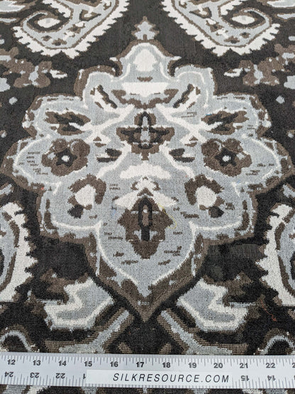 by yard Scalamandre Oushak Linen Velvet Smoke Black White Damask Art Deco MSRP US638/Y  SC 0003 27171