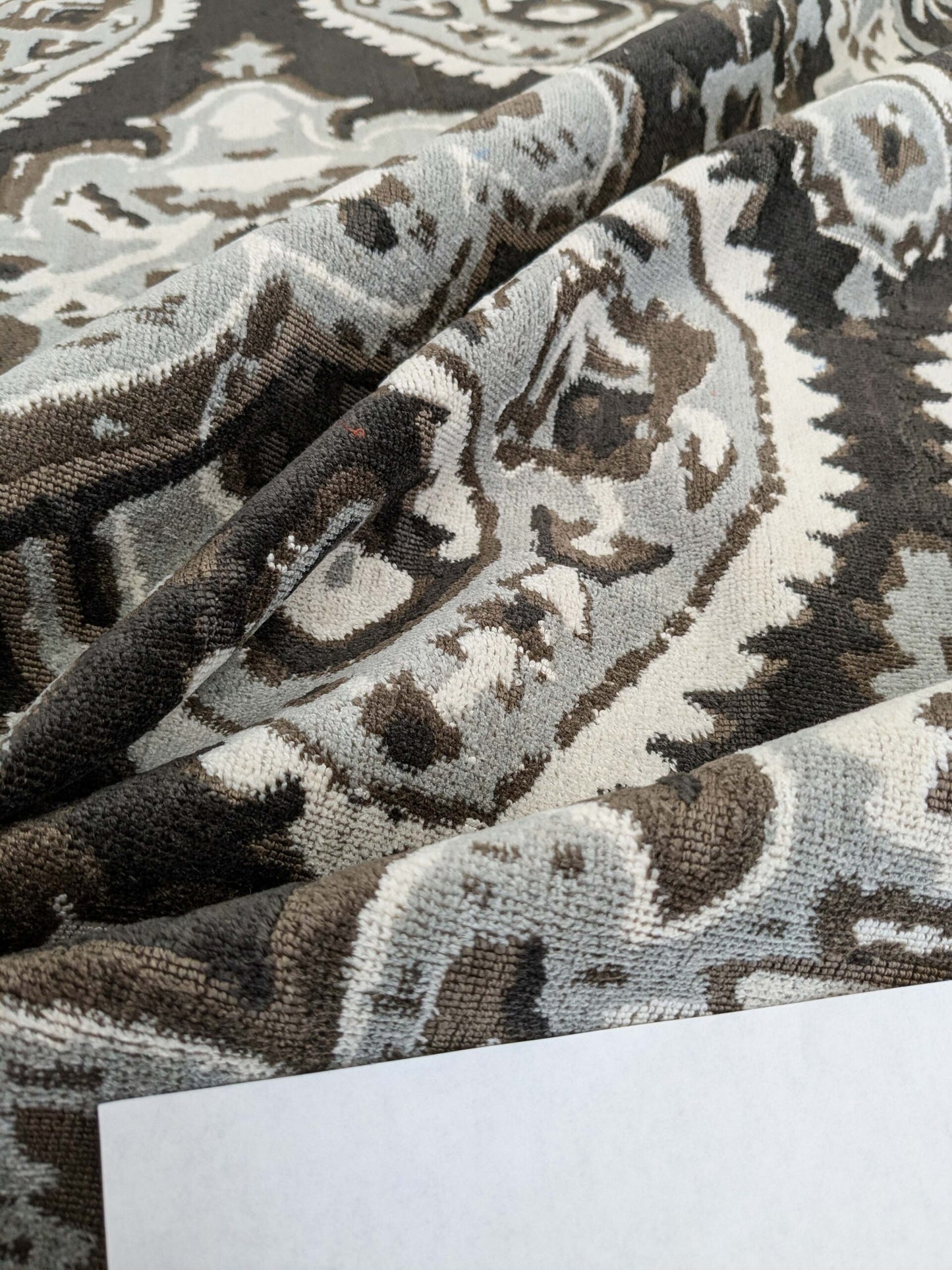 by yard Scalamandre Oushak Linen Velvet Smoke Black White Damask Art Deco MSRP US638/Y  SC 0003 27171