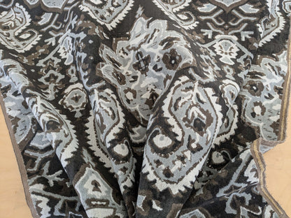 by yard Scalamandre Oushak Linen Velvet Smoke Black White Damask Art Deco MSRP US638/Y  SC 0003 27171