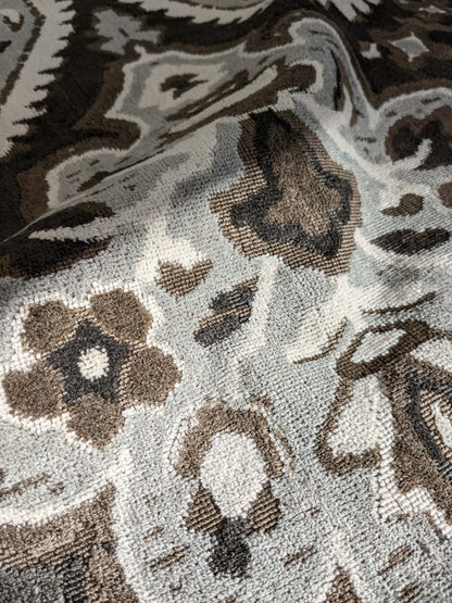 by yard Scalamandre Oushak Linen Velvet Smoke Black White Damask Art Deco MSRP US638/Y  SC 0003 27171