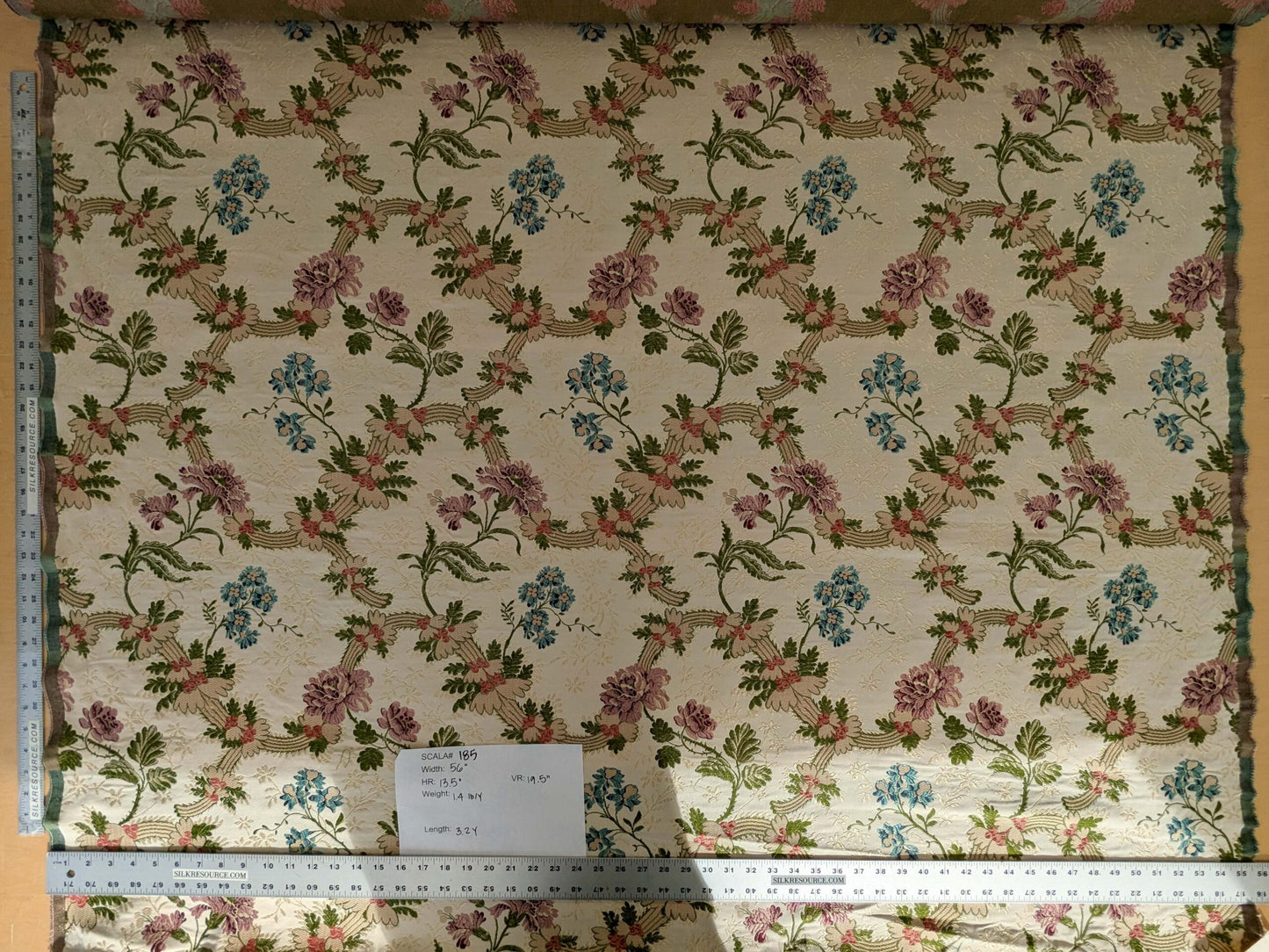 3.2 yards Scalamandre Floral Botanical White Cream Green Upholstery