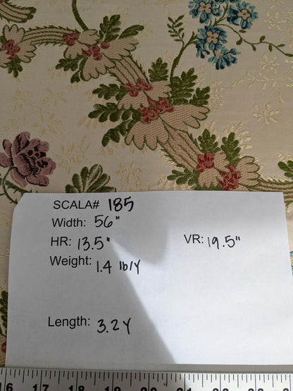 3.2 yards Scalamandre Floral Botanical White Cream Green Upholstery