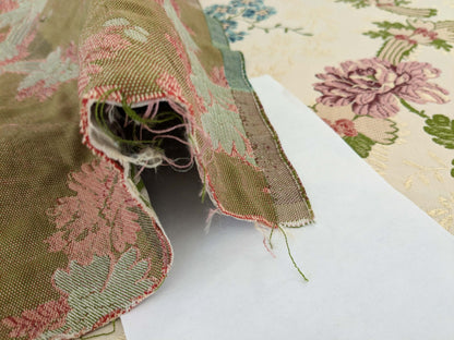 3.2 yards Scalamandre Floral Botanical White Cream Green Upholstery