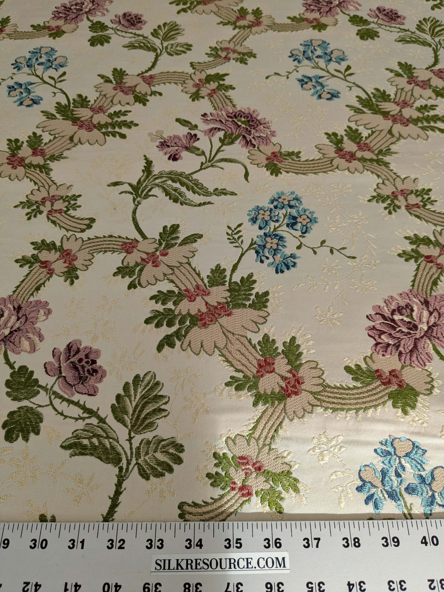 3.2 yards Scalamandre Floral Botanical White Cream Green Upholstery