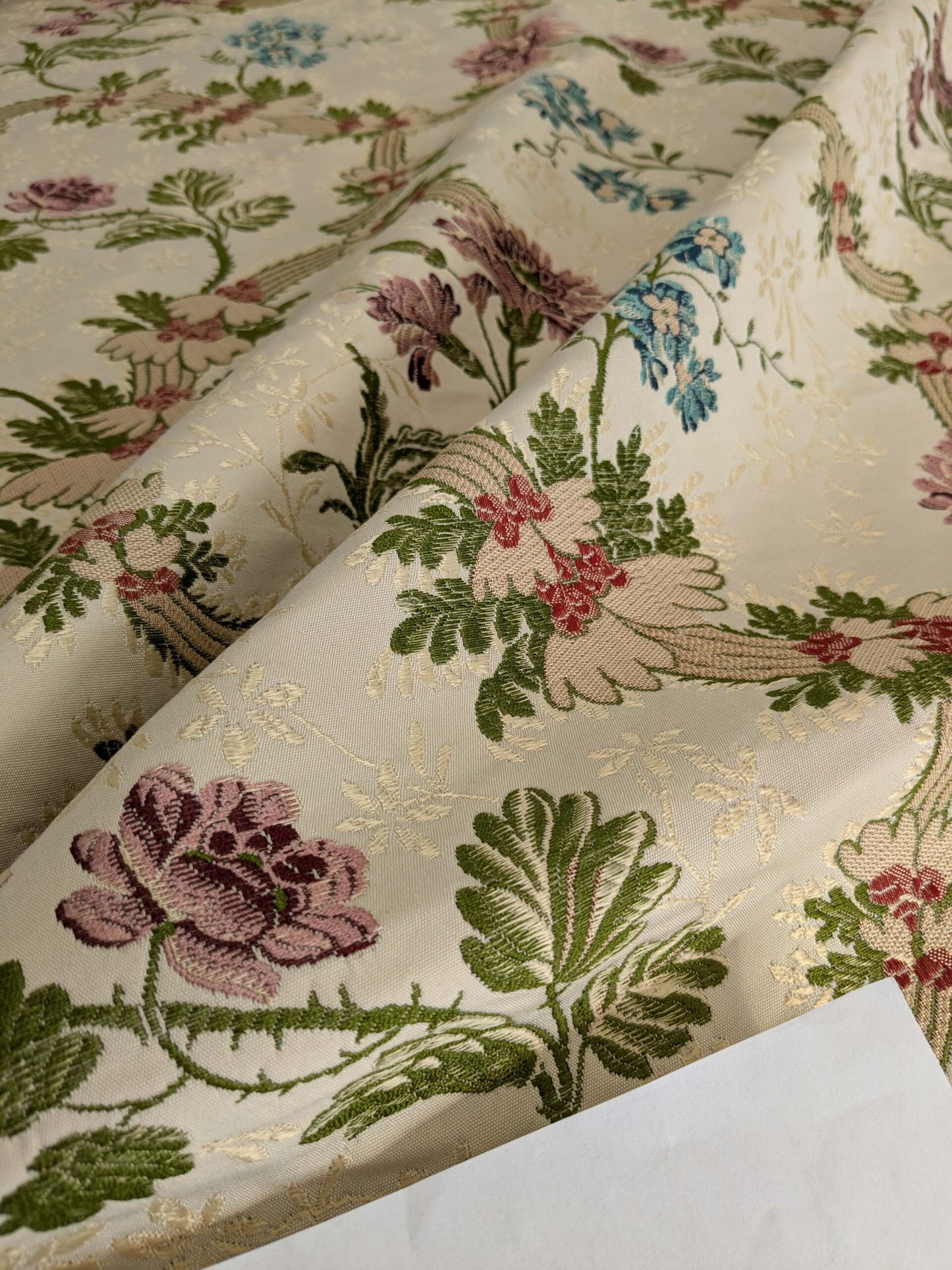 3.2 yards Scalamandre Floral Botanical White Cream Green Upholstery