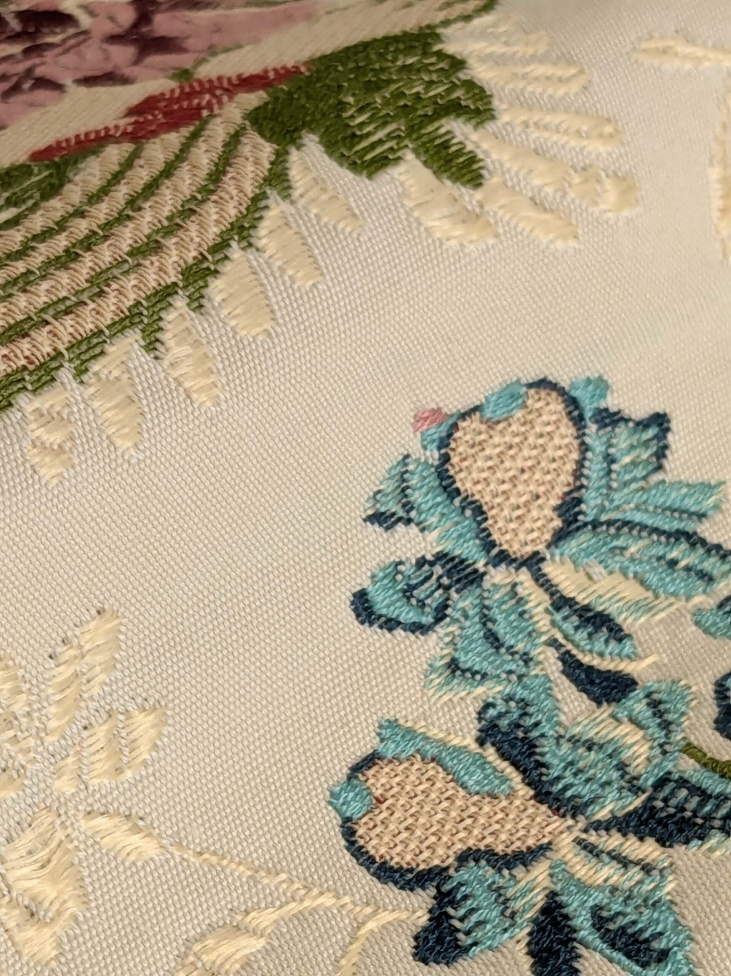 3.2 yards Scalamandre Floral Botanical White Cream Green Upholstery