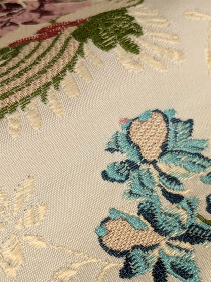 3.2 yards Scalamandre Floral Botanical White Cream Green Upholstery