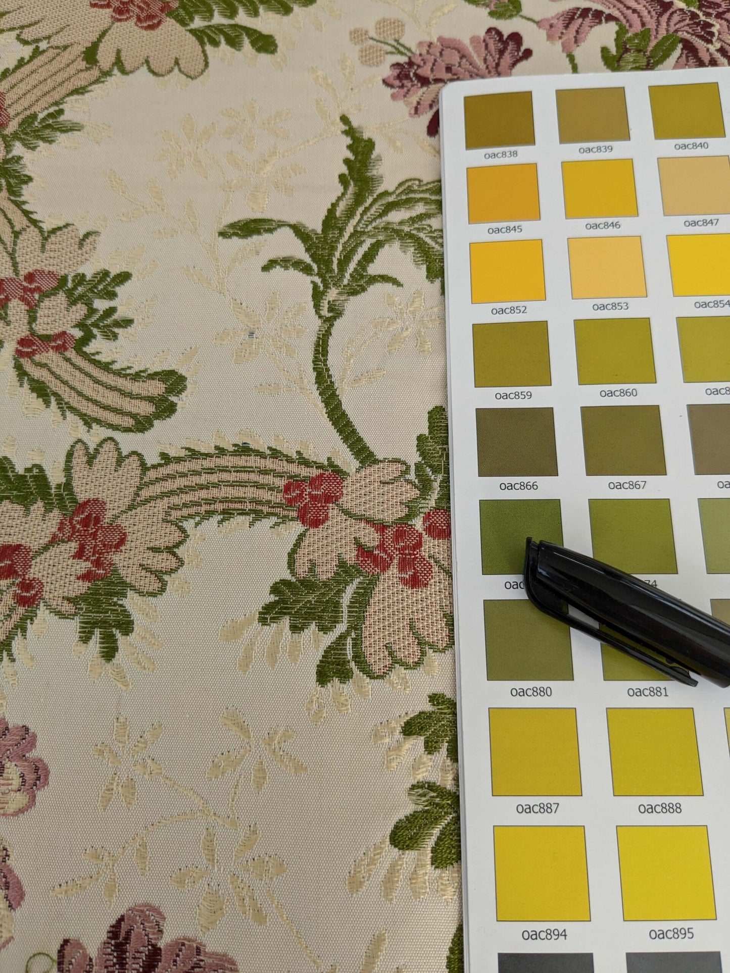 3.2 yards Scalamandre Floral Botanical White Cream Green Upholstery