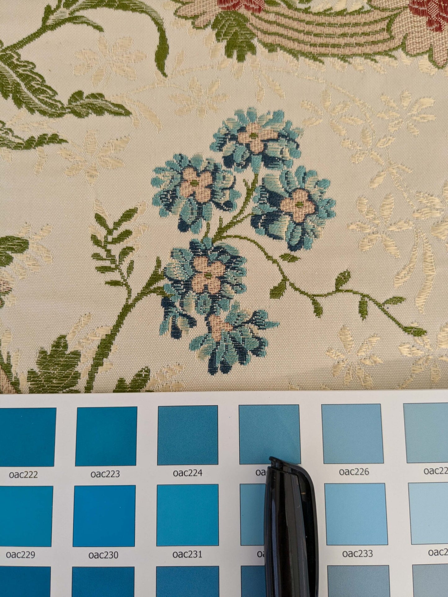 3.2 yards Scalamandre Floral Botanical White Cream Green Upholstery