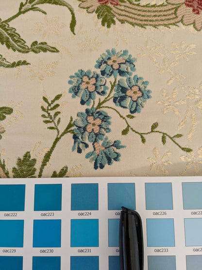 3.2 yards Scalamandre Floral Botanical White Cream Green Upholstery