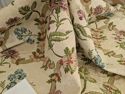 3.2 yards Scalamandre Floral Botanical White Cream Green Upholstery