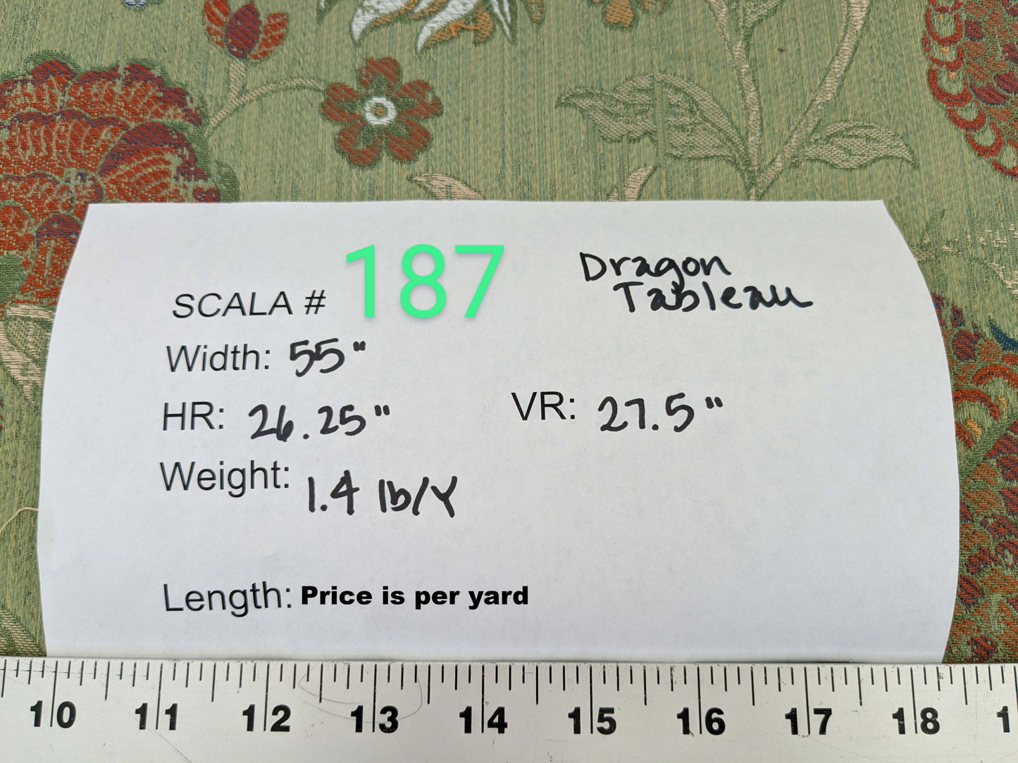 By yard Scalamandre Dragon Tablea Spring Multi Lampas Chinoserie Green