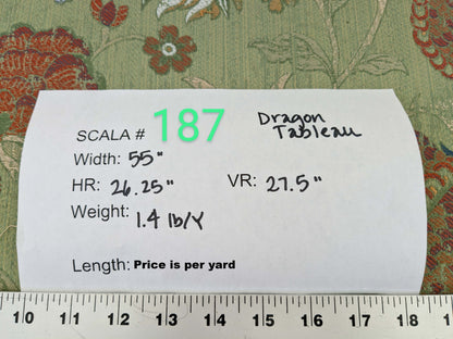 By yard Scalamandre Dragon Tablea Spring Multi Lampas Chinoserie Green