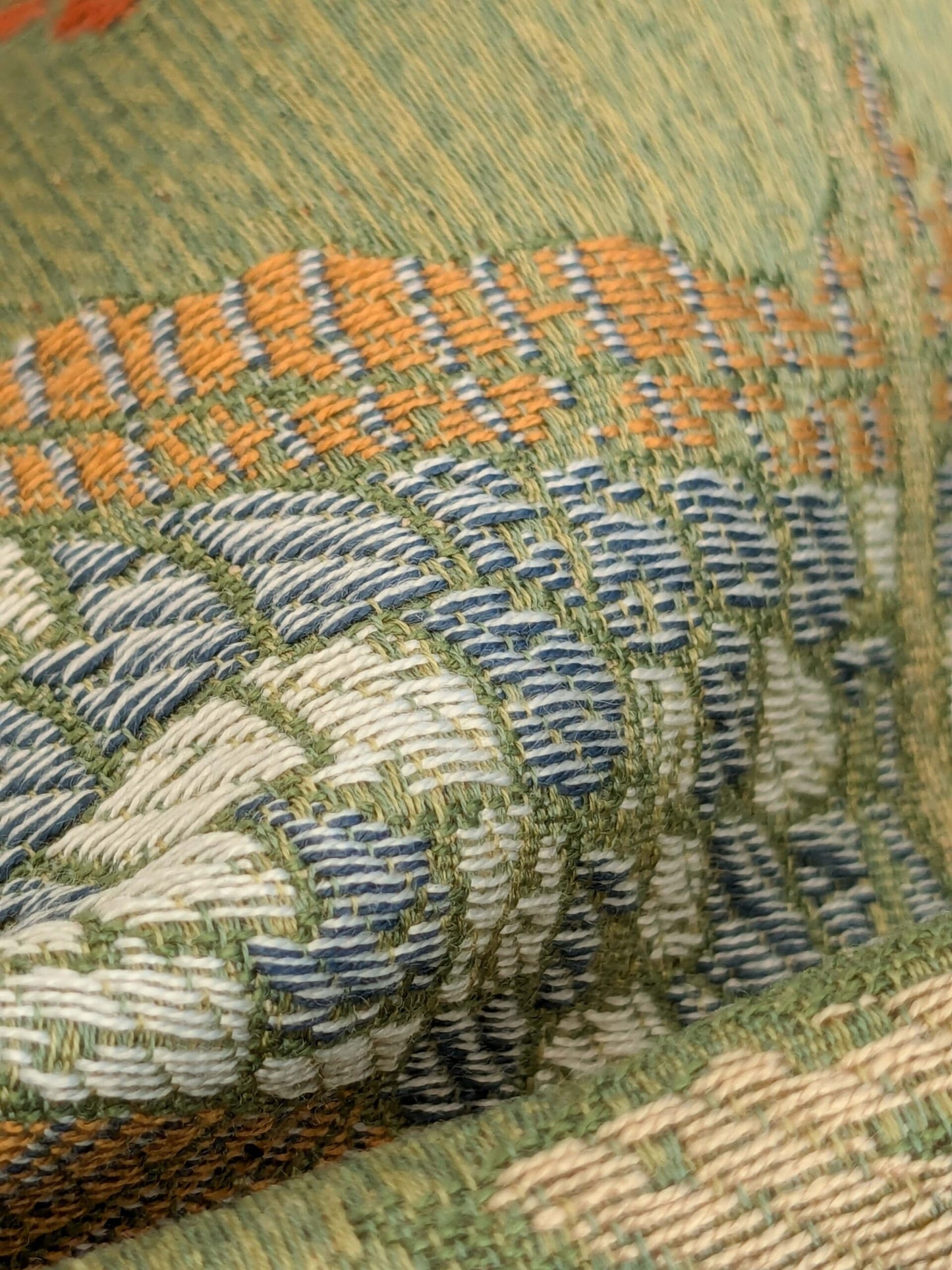 By yard Scalamandre Dragon Tablea Spring Multi Lampas Chinoserie Green