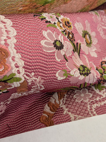 by yard Scalamandre Old World Weavers Avvoltoio Multi on Fuschia Historic Flora Pink Silk Lampas MSRP USD 1156/Y