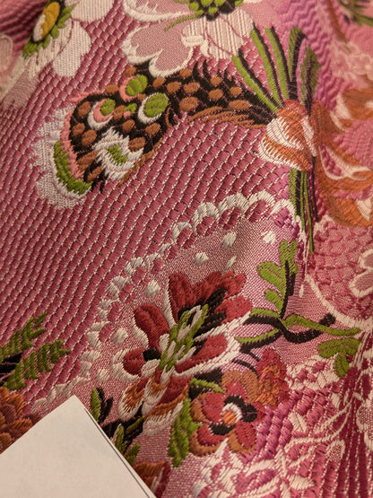 by yard Scalamandre Old World Weavers Avvoltoio Multi on Fuschia Historic Flora Pink Silk Lampas MSRP USD 1156/Y