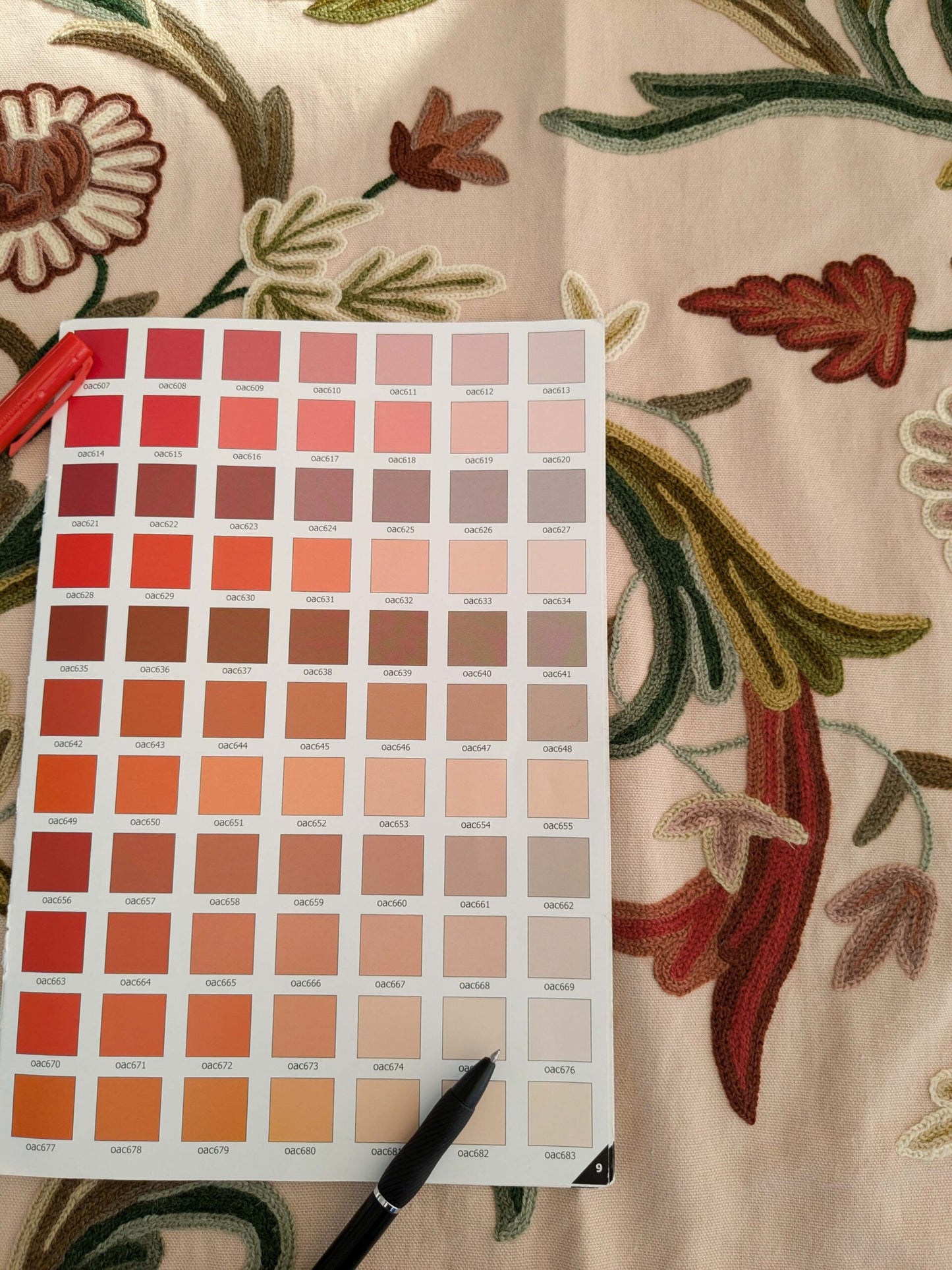 2.5yard Scalamandre Old World Weavers Devin Crewel Pastel Floral Botanical Wool Embroidery on Cotton Beige MSRP USD456/y