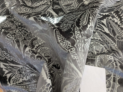 2 yards Scalamandre Welwyn Gray Silver Cut Velvet Silk Velvet Grand Botanic Pomegranite Rose MSRP USD 1000+/Y
