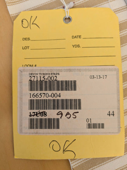 by yard Scalamandre Devon Ticking Stripe Camel Light Brown Cream White Cotton MSRP USD116/y