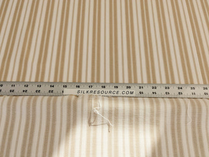 by yard Scalamandre Devon Ticking Stripe Camel Light Brown Cream White Cotton MSRP USD116/y