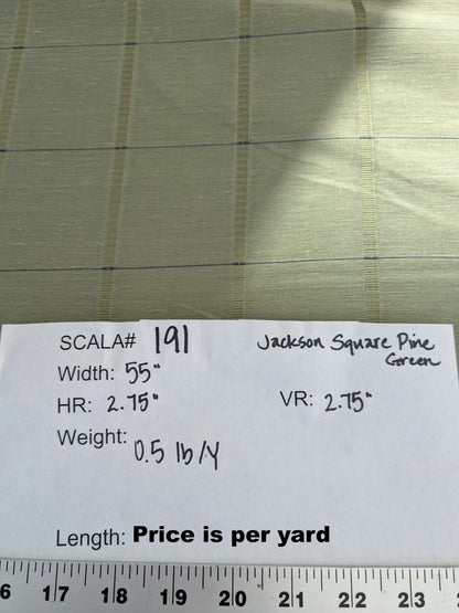 by yard Scalamandre Grey Watkins Jackson Square Pine Green  Silk Linen Plaid MSRP USD 112/Y