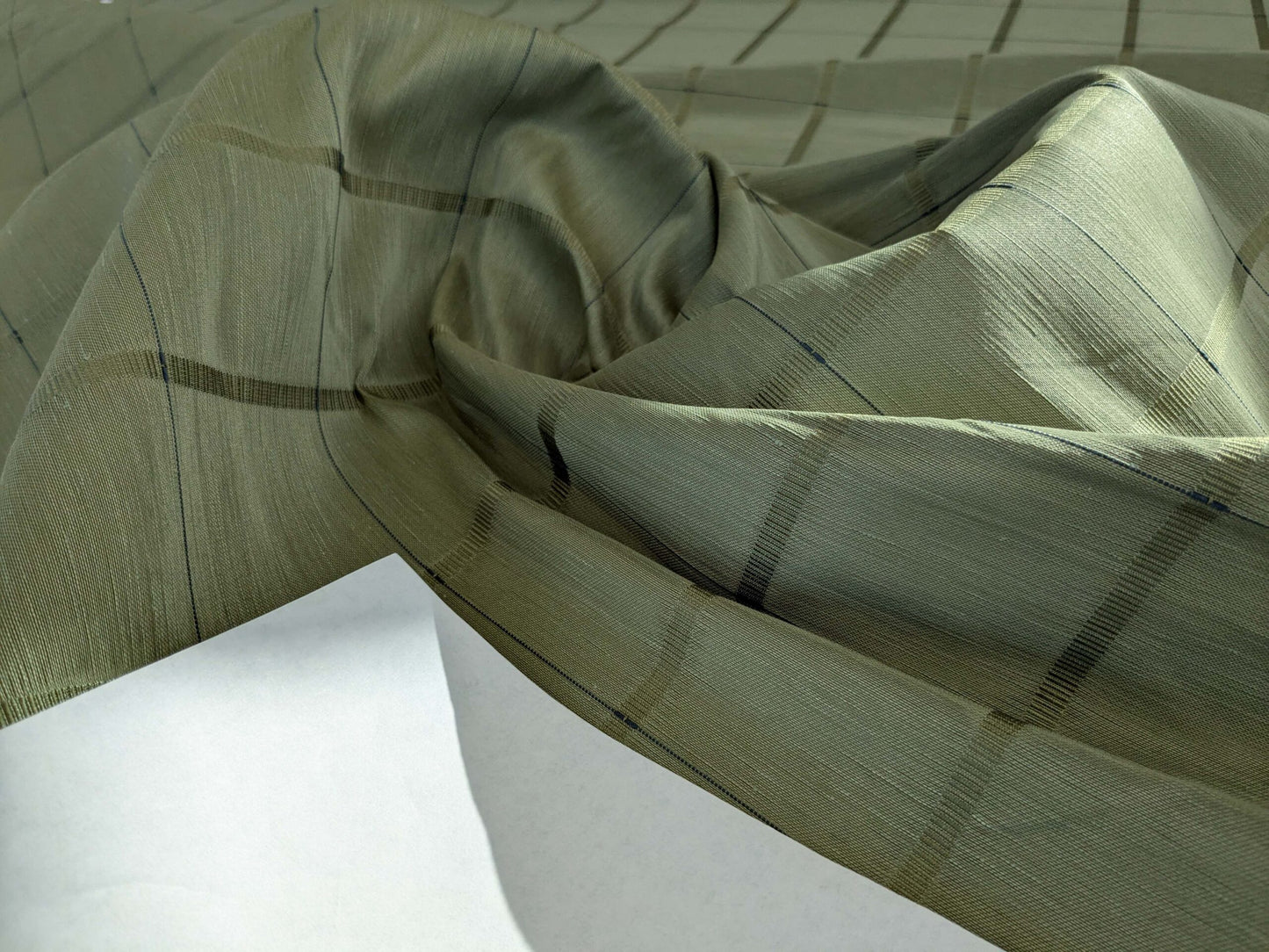 by yard Scalamandre Grey Watkins Jackson Square Pine Green  Silk Linen Plaid MSRP USD 112/Y