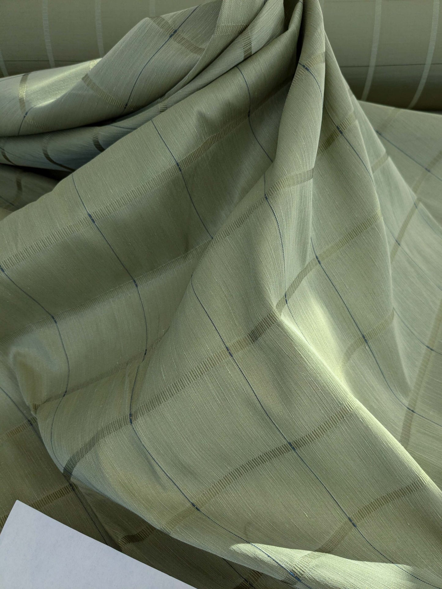 by yard Scalamandre Grey Watkins Jackson Square Pine Green  Silk Linen Plaid MSRP USD 112/Y