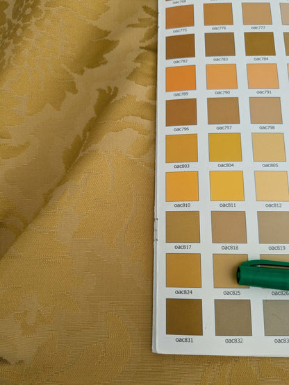 by yard Scalamandre Old World Weaver Radiant Sun Yellow Gold Damask Strie Renaissance Medallion Botanical