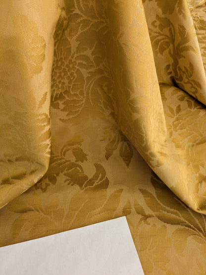 by yard Scalamandre Old World Weaver Radiant Sun Yellow Gold Damask Strie Renaissance Medallion Botanical